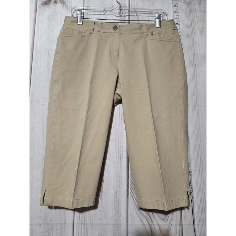 White House Black Market Khaki Pedal Pusher Capri Pants Womens 4‎ Tan Cropped
